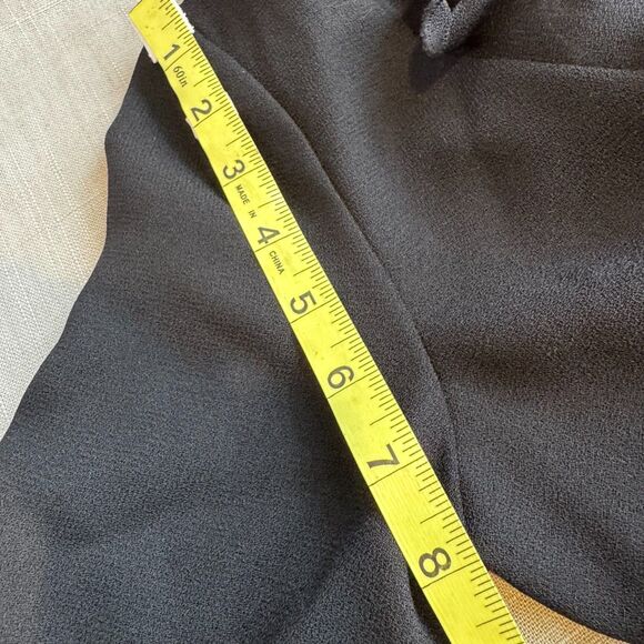 Women’s Size 4 Black Polyester Dress - Ruffled V-Neck, Slit & Sleeve, Back Zip - Picture 8 of 9